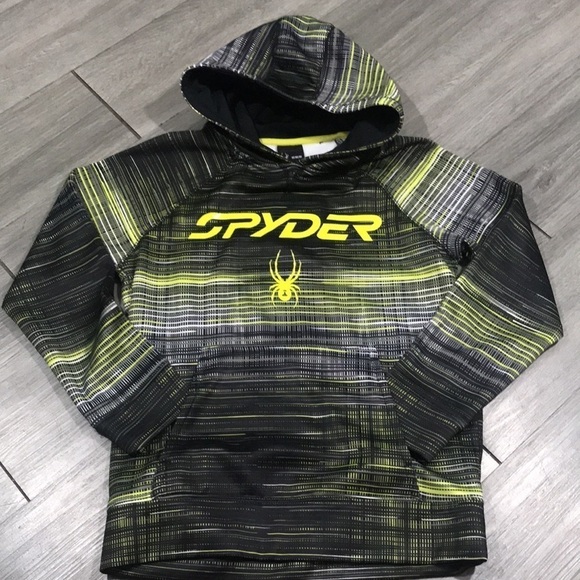 Spyder Black, White, & Yellow Screen Print Pull-Over Hoodie size M - Picture 5 of 10